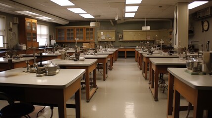 Science Laboratory with Workstations and Equipment