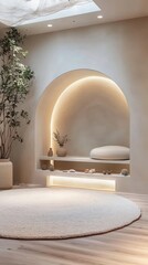Bright Minimalist Soft Space with Round Design Elements