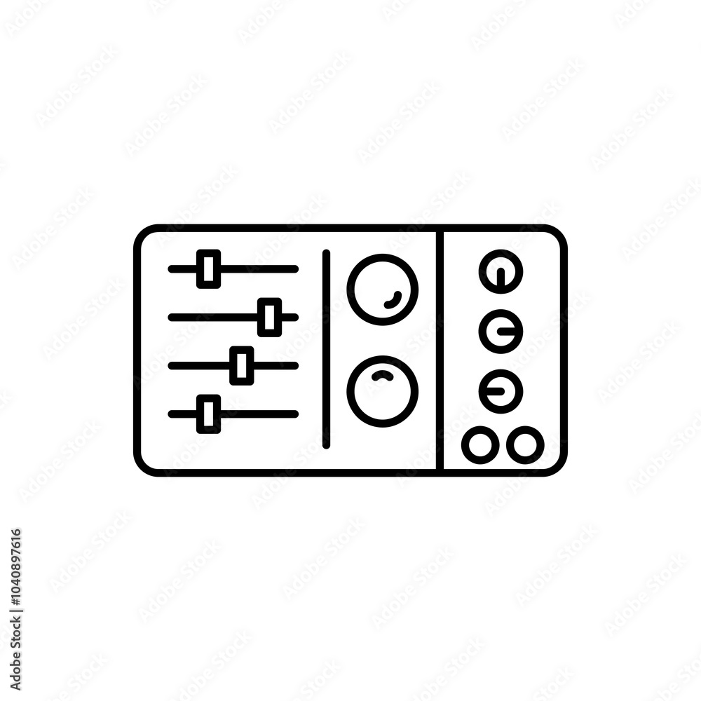 Poster sound mixer console vector icon. simple flat black linear illustration for web and app..eps