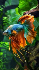 Fototapeta premium Vibrant Betta Fish in an Aquarium