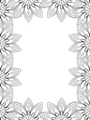 All these designs are hand-drawn and unique 
Flower Border is a Beautiful black-and-white illustration for adult coloring book,
This is a printable Beautiful Zentangle Coloring page for KDP Interior,