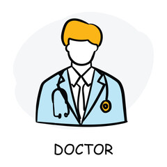 Vector icon for doctor. Professional with a stethoscope, symbolizing medical expertise.
