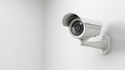 A wall-mounted security camera captures surveillance footage, emphasizing safety and monitoring in various environments.