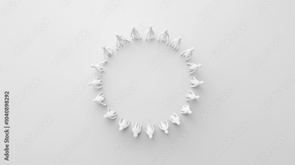 Poster circular unity: minimalist white figures in a circle