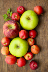 variety of ripened apples, food background 