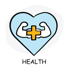 Vector icon for health. Heart with a medical cross, representing overall wellness and healthcare support.