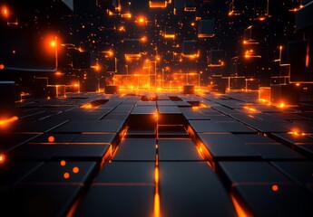 黒とオレンジの抽象的なキューブの背景