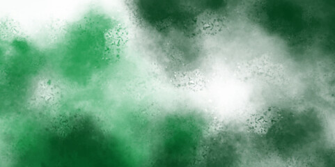 Abstract white smoke on vivid green color background.  Concrete wall white color for background. Old grunge textures. White background  watercolor background for textures backgrounds