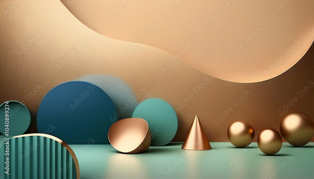 Poster a visually striking composition of abstract geometric shapes in varying colors and textures against 