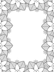 All these designs are hand-drawn and unique 
Flower Border is a Beautiful black-and-white illustration for adult coloring book,
This is a printable Beautiful Zentangle Coloring page for KDP Interior,