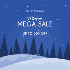 winter mega sale banner flat design vector