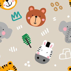 Repeat pattern, cute cartoon animal shape
