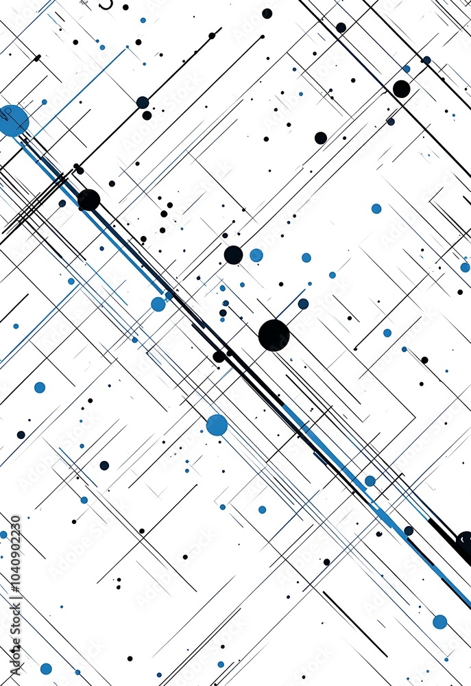 Poster a seamless pattern with digital blue and black lines, their colors creating an abstract tech-inspire