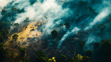 COP 29 sessions highlighting deforestation issues, with satellite images of disappearing forests.