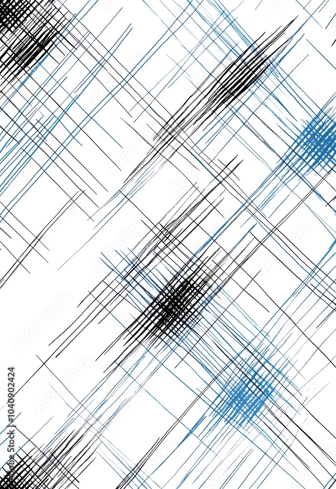 Poster a seamless pattern with digital blue and black lines, their colors creating an abstract tech-inspire