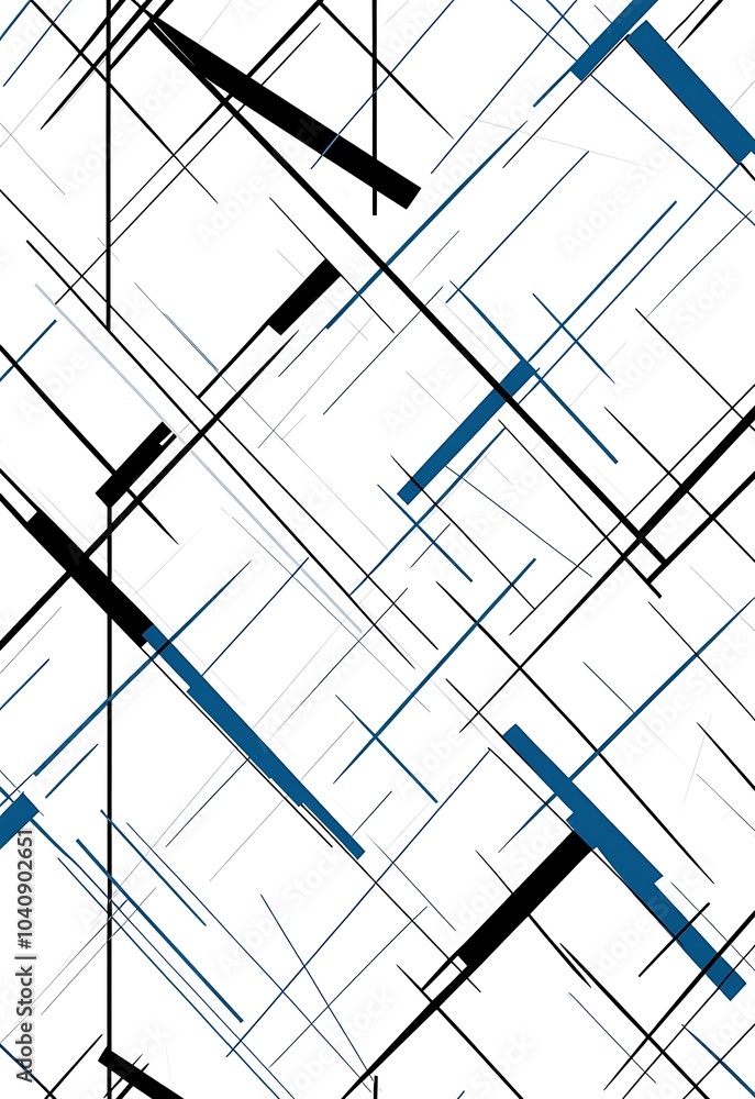 Poster a seamless pattern with digital blue and black lines, their colors creating an abstract tech-inspire