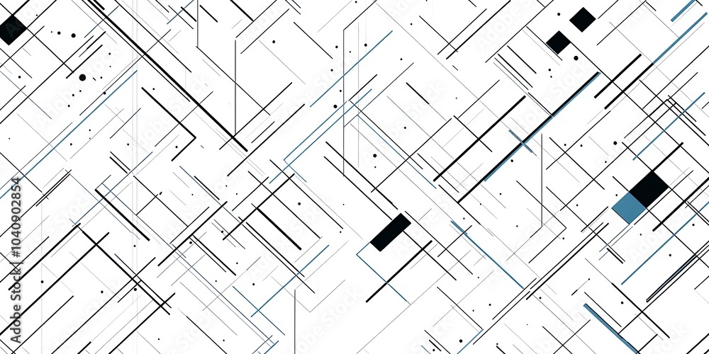Poster a seamless pattern with digital blue and black lines, their colors creating an abstract tech-inspire
