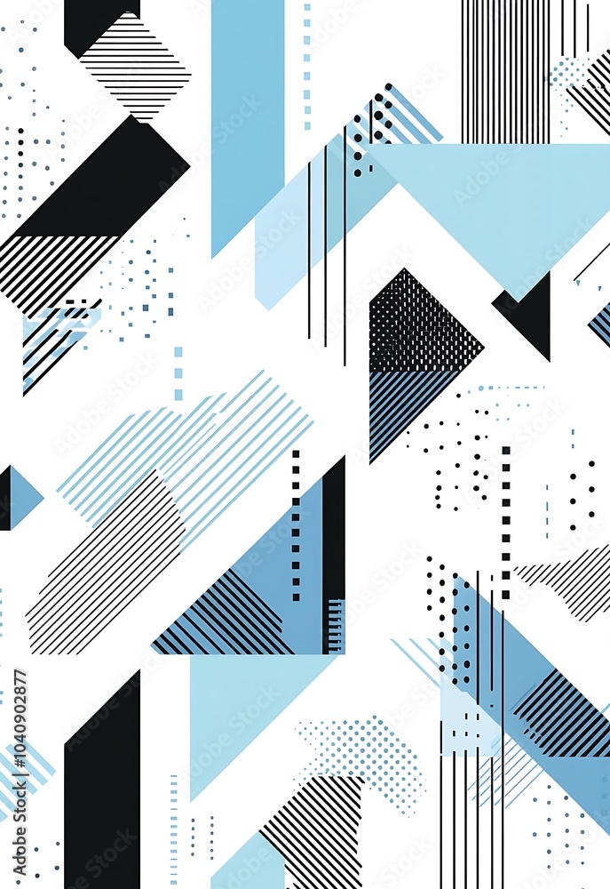 Poster a seamless pattern with digital blue and black lines, their colors creating an abstract tech-inspire