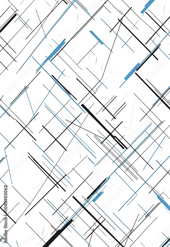 Poster a seamless pattern with digital blue and black lines, their colors creating an abstract tech-inspire