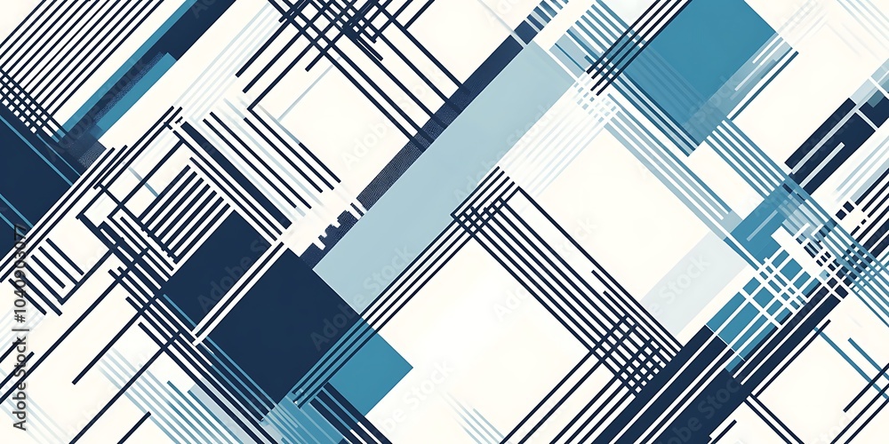 Poster a seamless pattern with digital blue and black lines, their colors creating an abstract tech-inspire