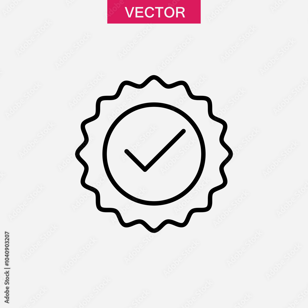 Poster guarantee, certified badge vector icon. check mark vector linear illustration for web and app..eps