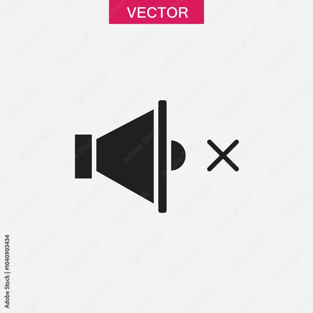 Poster no sound notification, vector flat black simple illustration for web and app..eps