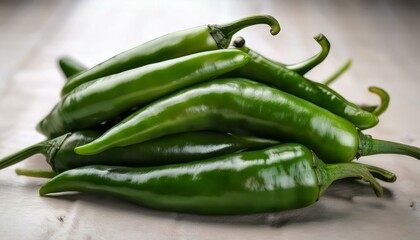 Fresh Green Chili Peppers A Vibrant Cluster of Spicy Vegetables for Culinary Creations