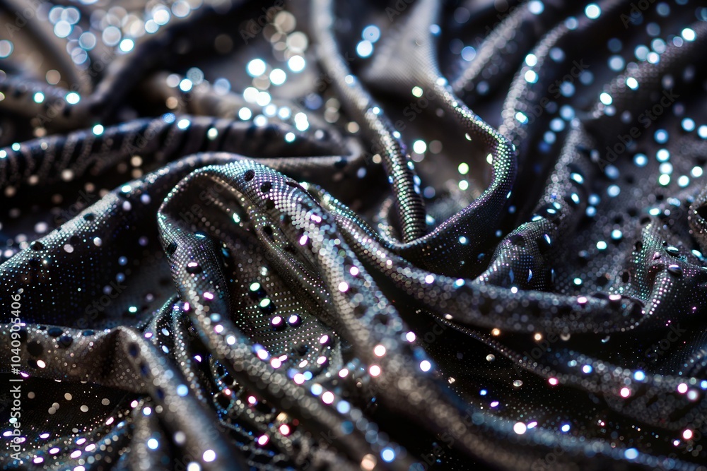 Canvas Prints black fabric with sparkly sequins and textured surface