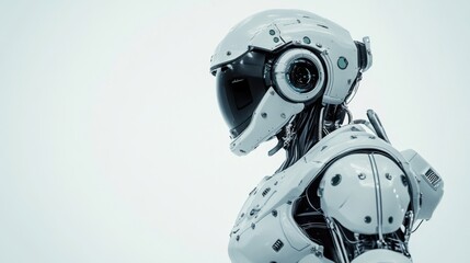 A humanoid robot explorer, robotic figure equipped for planetary exploration with sensors and mobility features, Futuristic style