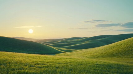 Obraz premium Hillside Transition from Day to Night, rolling landscapes shift through vibrant colors under a clear sky, serene and captivating scenes unfold.