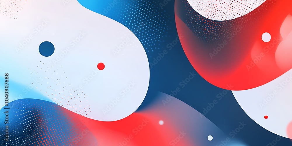 Poster a pattern of abstract shapes and lines in bright primary colors,