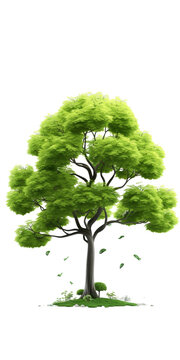 The image features a lush green tree rendered in a vibrant 3D animation style, with enchanting fairytale elements, perfect for magical digital projects and storytelling.