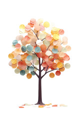 Fototapeta premium The image showcases a colorful tree rendered in a charming 3D animation style, resembling a papercut design, ideal for creative and playful digital projects.