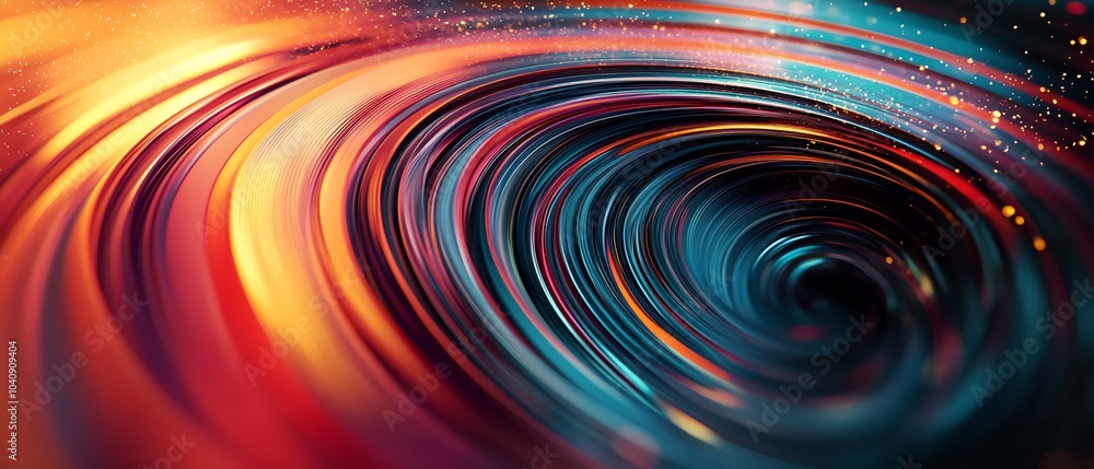Poster a colorful swirl with a blue center. the swirl is made up of many different colors and it looks like