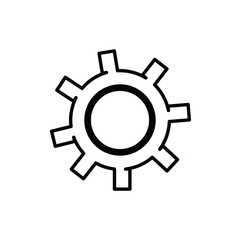 Gear symbol in black outline on white background