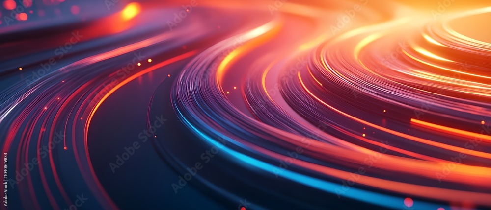 Poster a colorful, abstract image with a lot of lines and dots. the colors are bright and the lines are cur