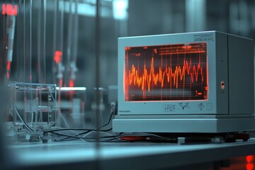 seismograph machine, displaying a chaotic pattern of lines, indicating a seismic event in progress.