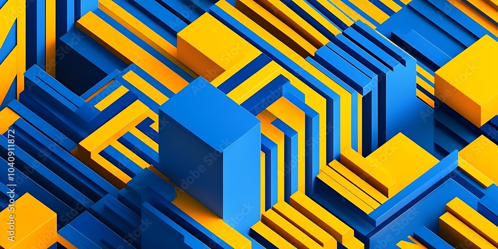 Poster the pattern of interlacing cubes creates an abstract and dynamic composition with a strong visual im