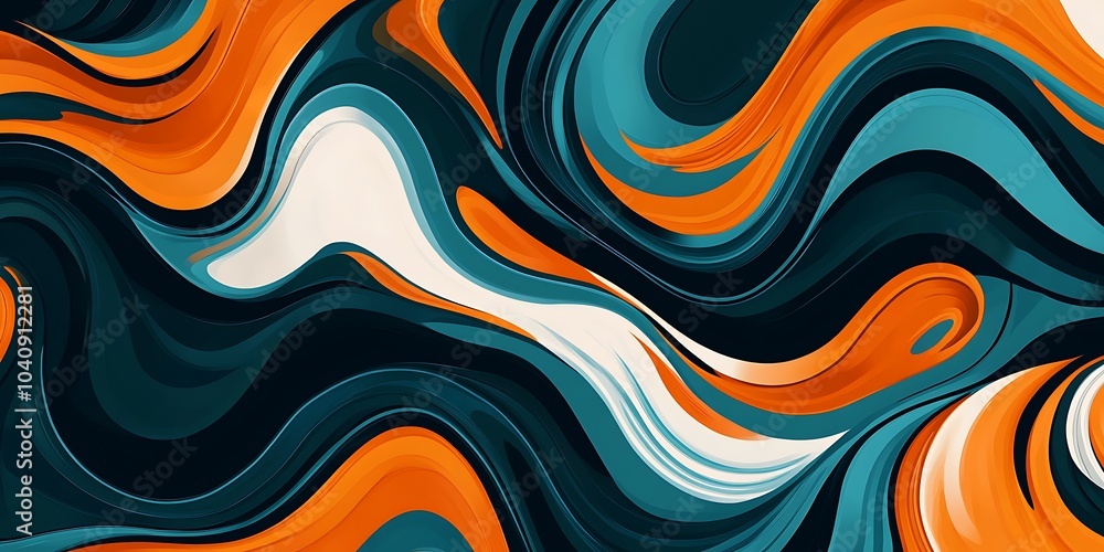 Poster a pattern of abstract shapes and lines in bright primary colors,