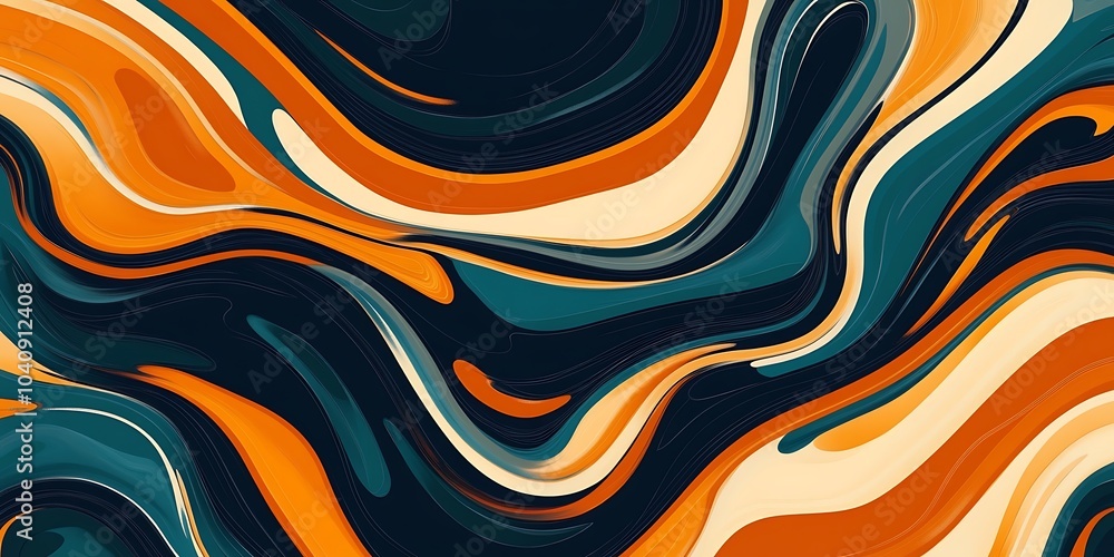 Poster a pattern of abstract shapes and lines in bright primary colors,