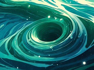 Abstract Swirling Whirlpool in Oceanic Blue and Green Tones