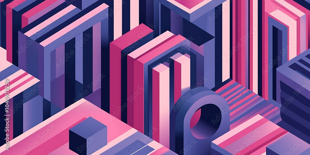 Poster The pattern of interlacing cubes creates an abstract and dynamic composition with a strong visual impact. High-resolution, high-quality.