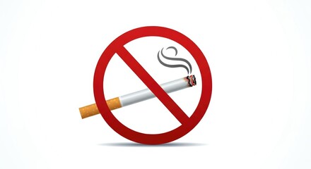 Fototapeta premium No Smoking Sign with Cigarette on White Background