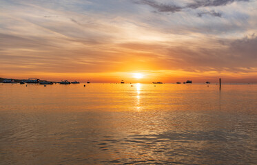 Beautiful red and orange sunrise over the sea.