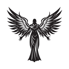 Obraz premium Celestial Angel Silhouette with Open Wings - Perfect for Religious and Spiritual Themes