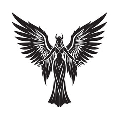 Obraz premium Celestial Angel Silhouette with Open Wings - Perfect for Religious and Spiritual Themes