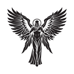 Obraz premium Celestial Angel Silhouette with Open Wings - Perfect for Religious and Spiritual Themes