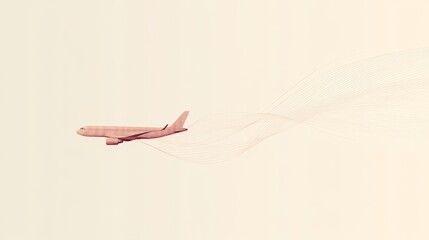 Naklejka premium 2410 90.A vector image of a plane in flight, its dotted route elegantly tracing across the page from the start point to the final destination. The line weaves smoothly, representing international