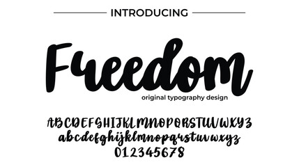 Freedom Font Stylish brush painted an uppercase vector letters, alphabet, typeface