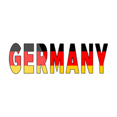 Germany Text with German Flag Inside Letters Isolated on White Background